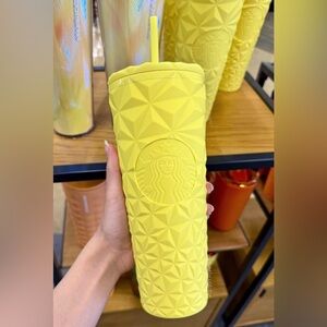 2025 Starbucks Geometric Yellow Tumbler with Straw - NWT